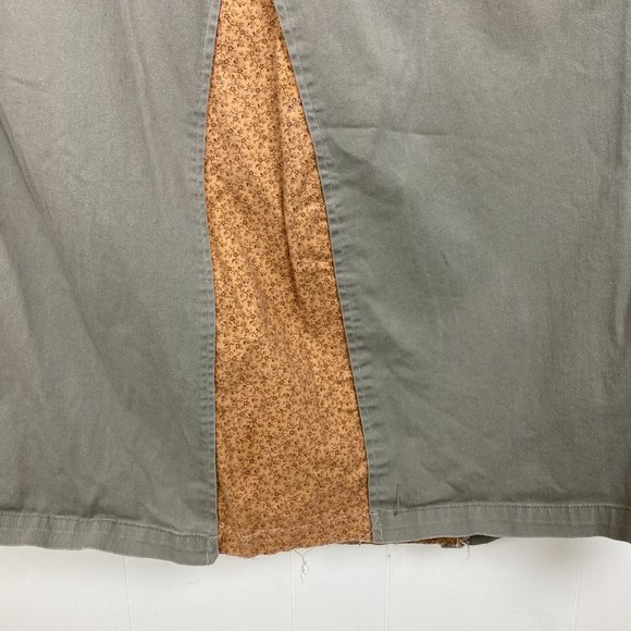 90s Style Fabric Insert Green Khaki Skirt 28P - Picture 2 of 11